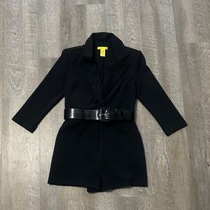 Catherine Malandrino Elegant Black Jacket/Romper